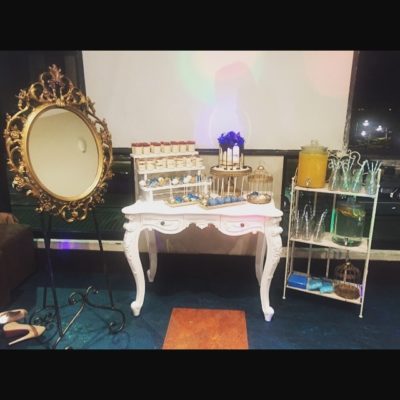 Gold mirror on an easel