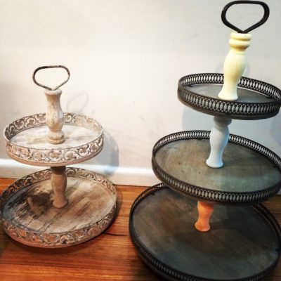 Rustic cream two tier stand