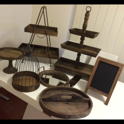 Three tier square wood stand