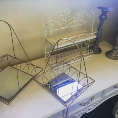 Gold mirror handle trays