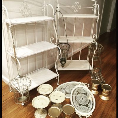 White Vintage Mirror Trays