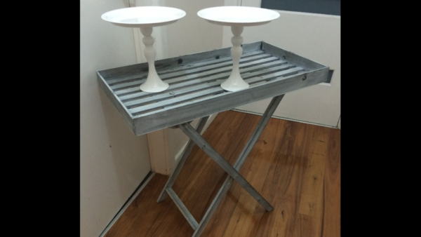 Grey serving tray stand