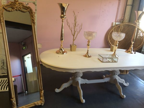 Freestanding gold mirror