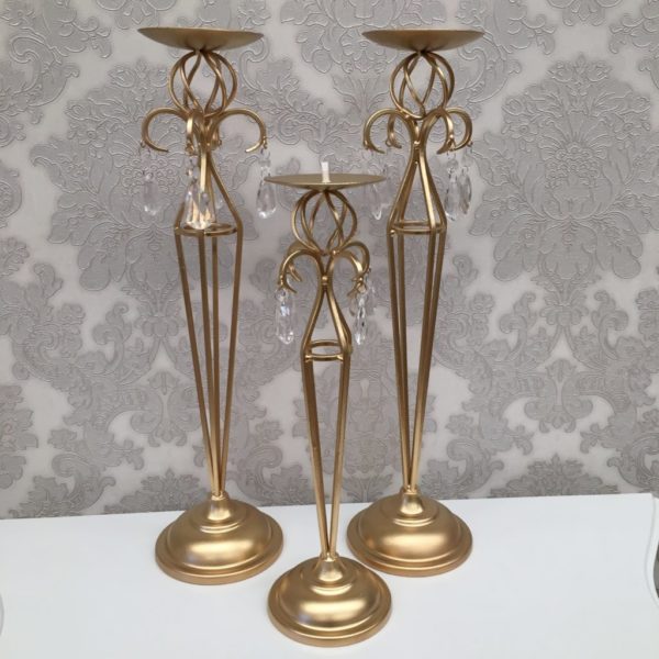 Small gold and crystal candle holder