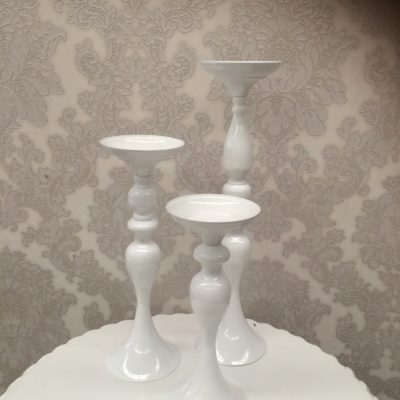 Tall white candle holder