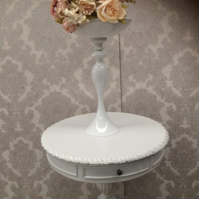 Round white ornate console