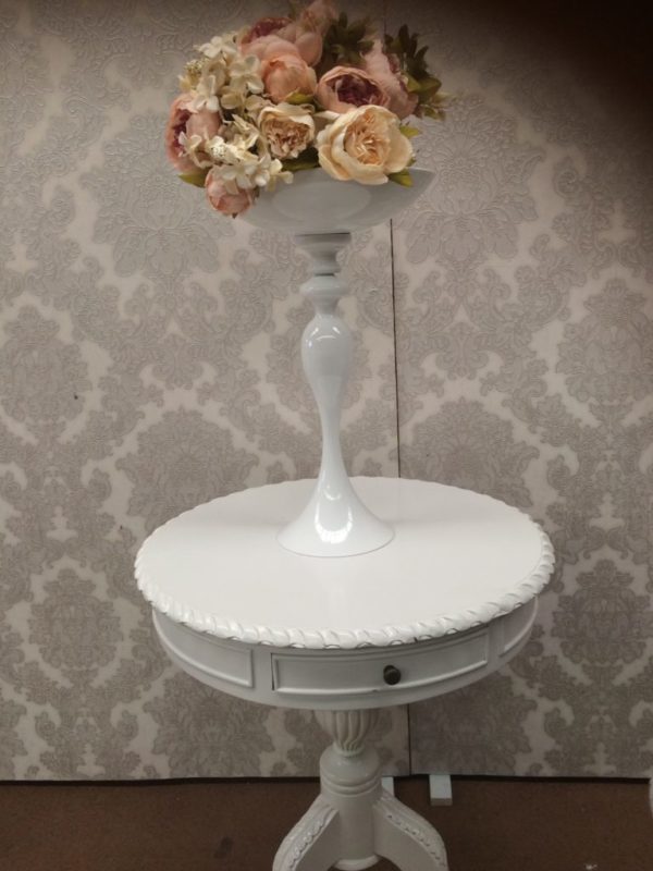 Round white ornate console