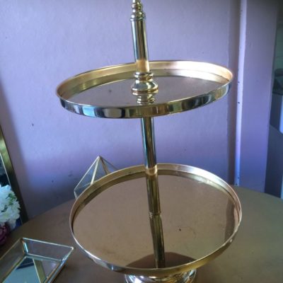 Two tier gold shiny stand