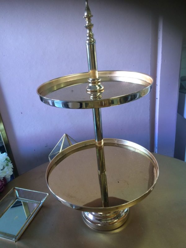 Two tier gold shiny stand