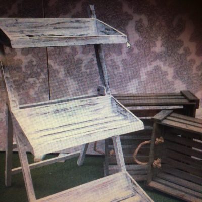 Small rustic three tier dessert stand