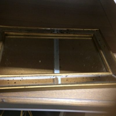 Small rustic gold rectangle mirror tray
