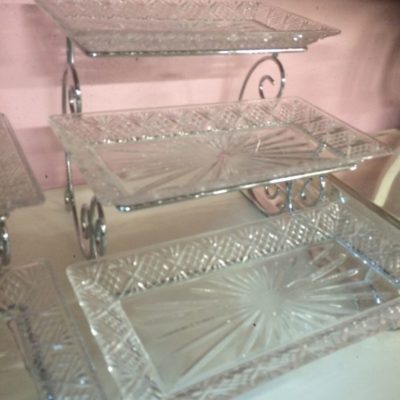 Silver and crystal step stand