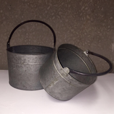 Small rustic stainless bucket