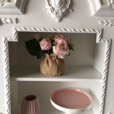 Pink and white cake stand