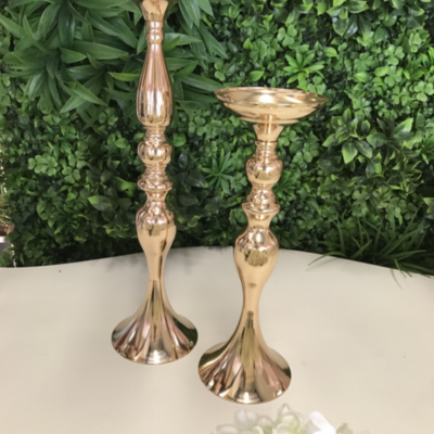 35cm tall gold candle holder