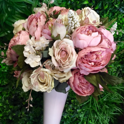 Pink and cream floral bunches