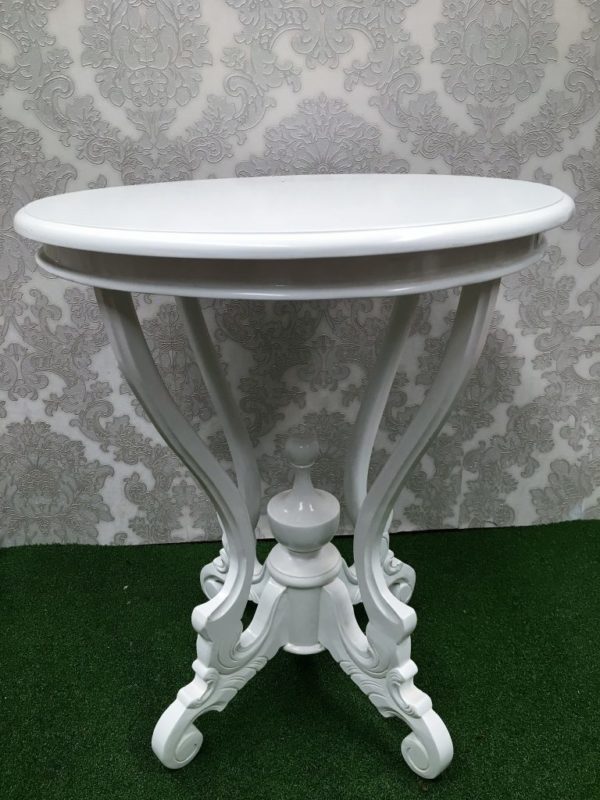 White carved side console