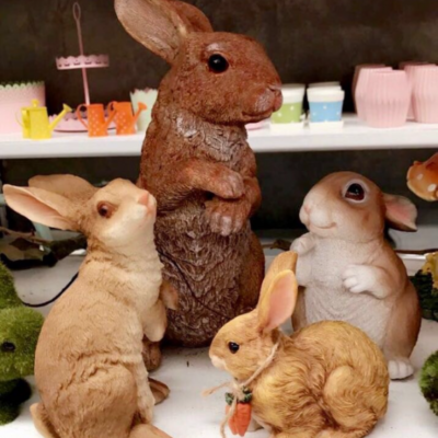 Set of 4 brown rabbits