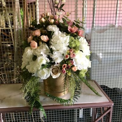 Large vintage pink floral centrepiece