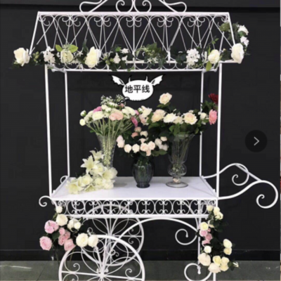 White vintage floral cart