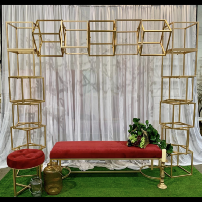 Red and gold velvet pedestal