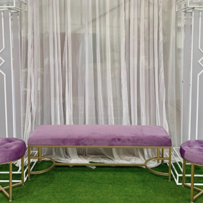Lilac and gold velvet pedestal