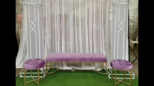 Lilac and gold velvet pedestal