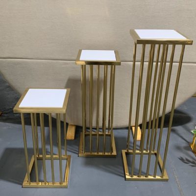 Gold and white square geo pedestal