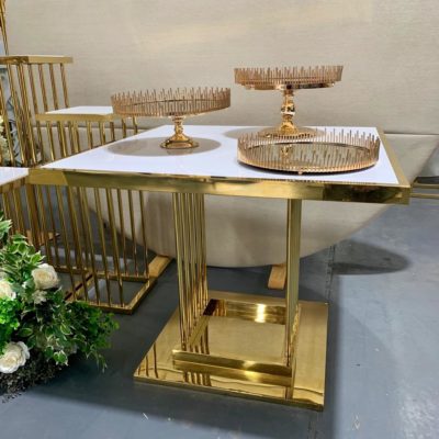 Square gold and white geo table