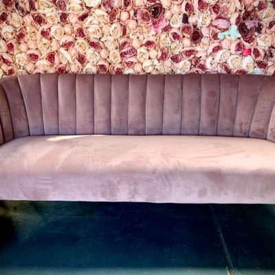 Pink velvet chaise