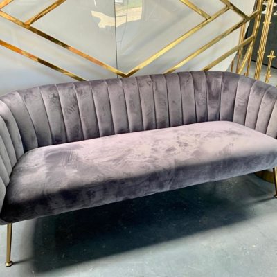 Grey velvet chaise