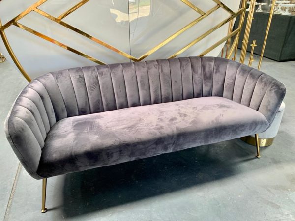 Grey velvet chaise