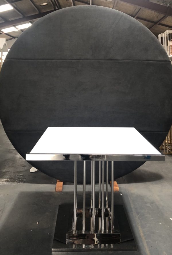 Silver and white square geo table