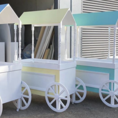 Pastel pink candy cart