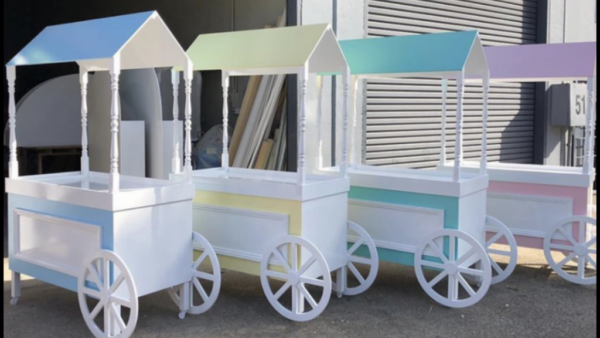 Pastel blue candy cart