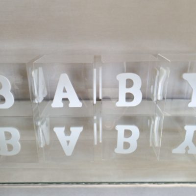 Acrylic and white BABY boxes