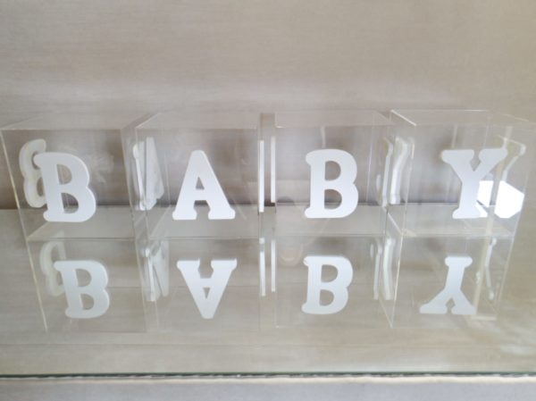 Acrylic and white BABY boxes