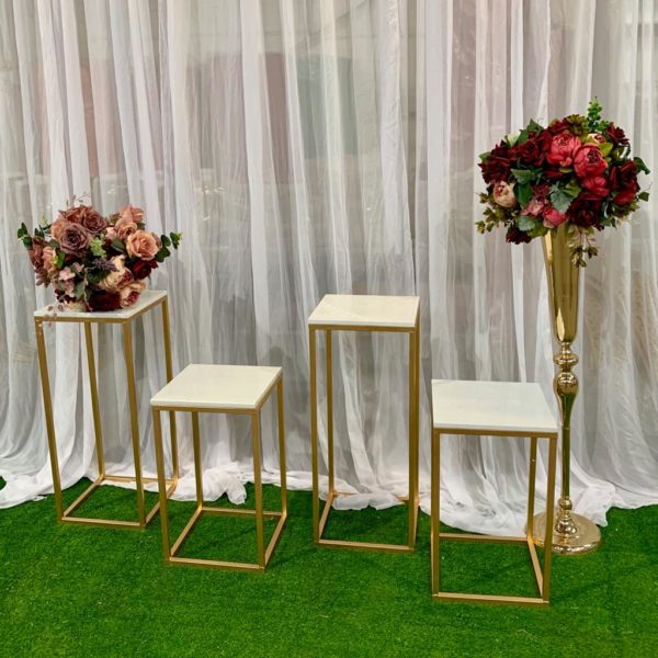 50cm gold and marble top pedestal