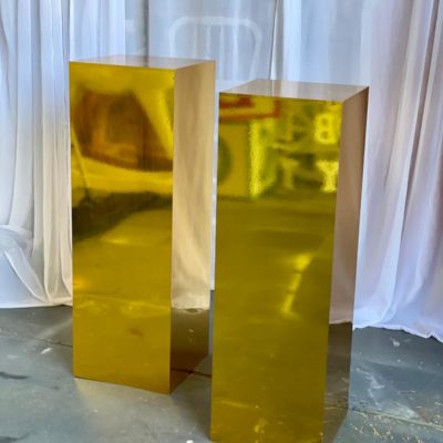 Square gold plinth