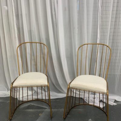 Gold lux and white fabric chairs