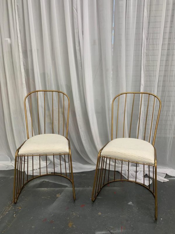 Gold lux and white fabric chairs