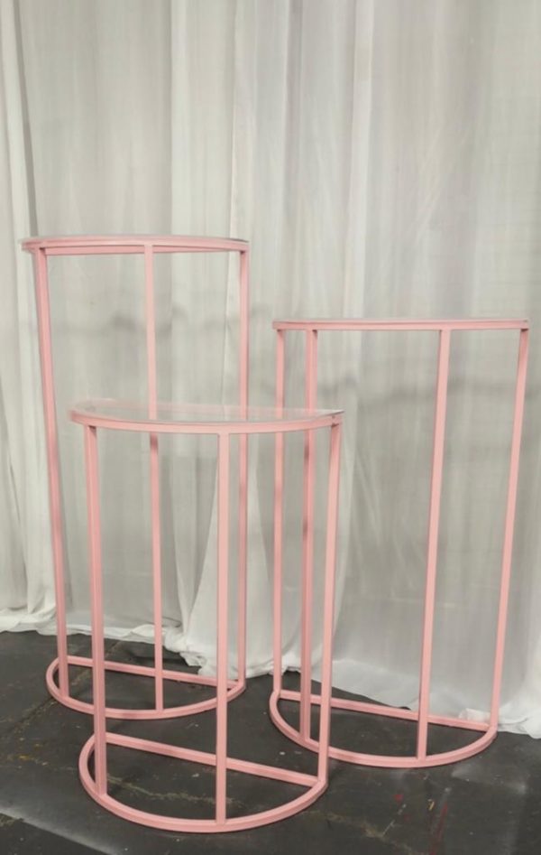 Set of three baby pink, black or white half arch pedestals