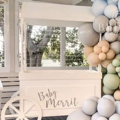 Large white candy cart