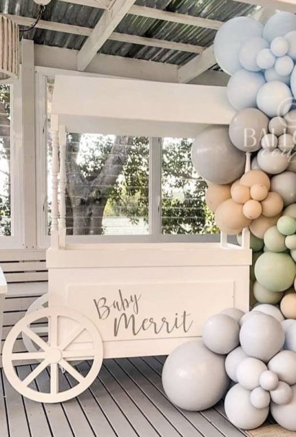 Large white candy cart