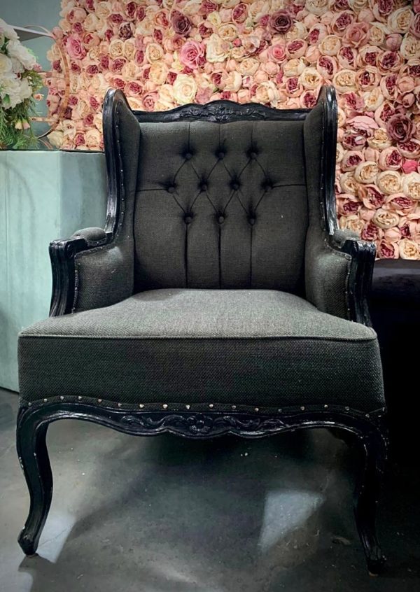 Black wing arm chair